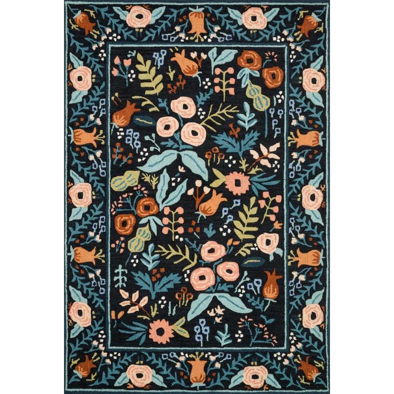 Rifle Paper Co. x Loloi Les Fleurs LES-01 Black Rug
