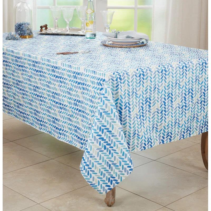 Saro Chevron Tablecloth With Watercolor Design Rectangular