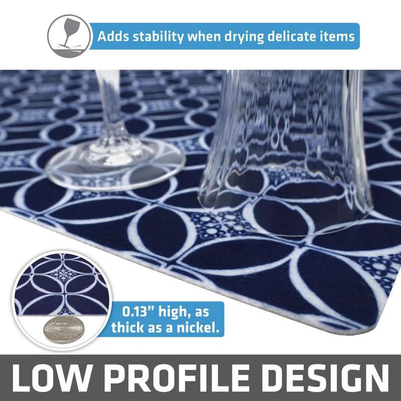 Low-Profile Dish Drying Mat, Drip Pad For Kitchen Counter - Thin/Absorbent/Waterproof/Easy To Clean