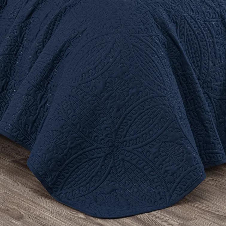 Chezmoi Collection Austin Microfiber Reversible 3-Piece Coverlet / Bedspread Set