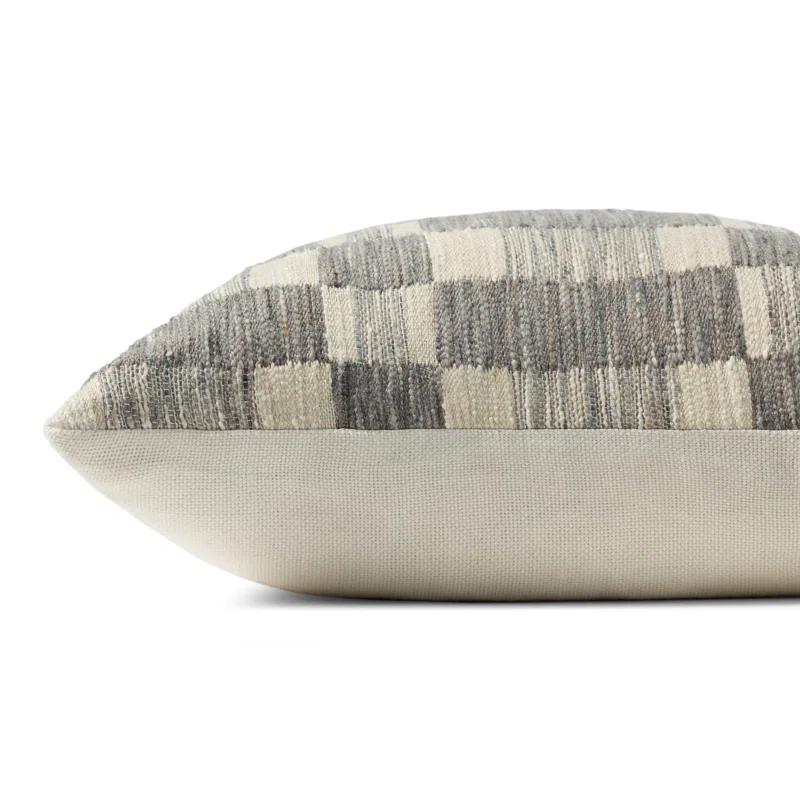Adams Pillow by Amber Lewis x Loloi - Charcoal and Ivory / 18" x 18" / Down