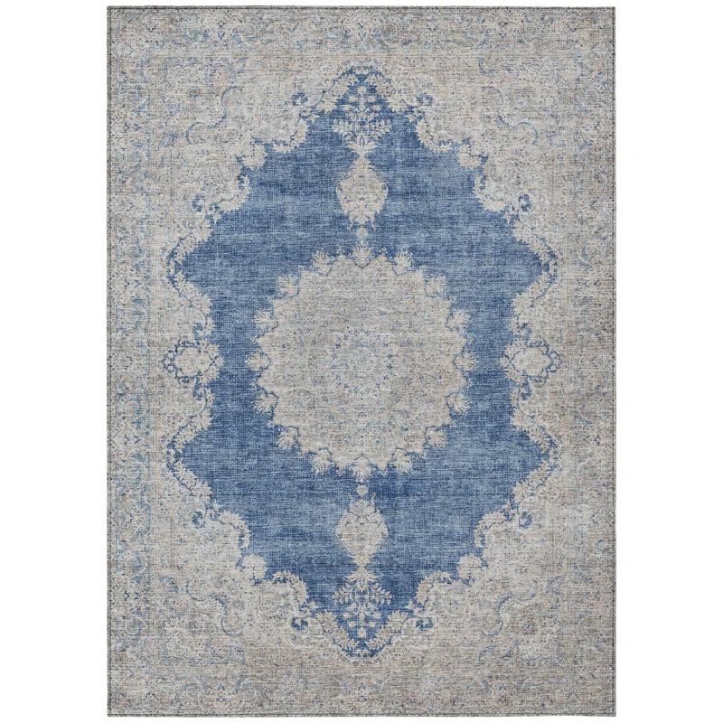 Machine Washable Indoor/Outdoor Chayden ACN1003 Navy
