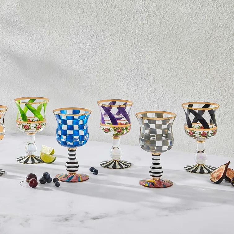MacKenzie-Childs Maypole 16 oz. Wine Glass & Reviews | Wayfair