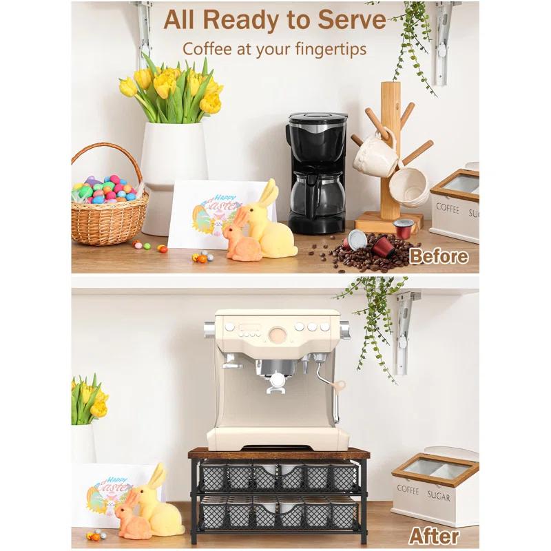 FAST APPLIANCES LLC Coffee Pod Holder For K Cup Holder Drawer Holder, Coffee Pod Drawer For Counter, 2 Tier K-Cup Storage With Sliding Baskets, 72 Capacity Pods Organizer Cups Capsule For Coffee Station, Black