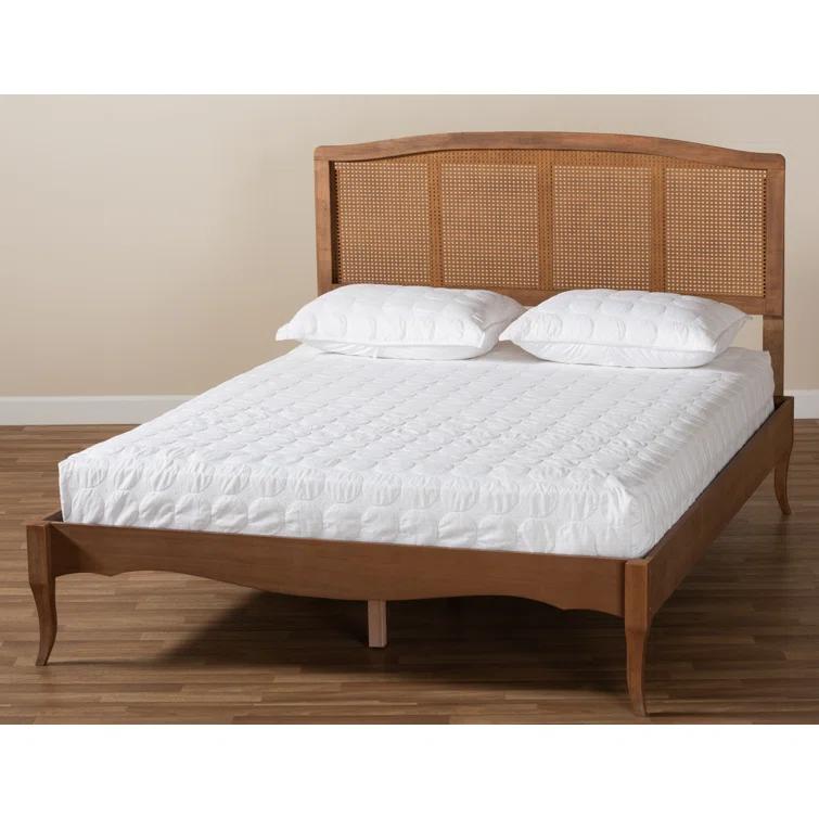 Kelly Clarkson Home Lilliana Platform, Vintage Vibe, Queen Bed, Ash Walnut Rattan, 63.78'' W X 85.43'' L X 48.19'' H