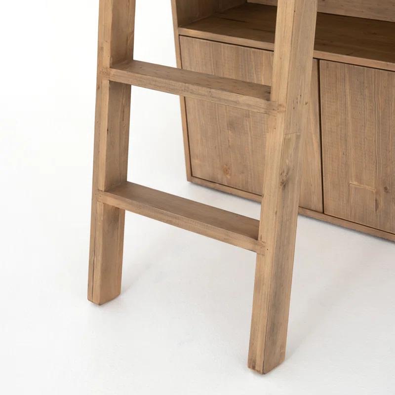 Haiden Dark Charcoal Solid Pine Bookshelf with Ladder