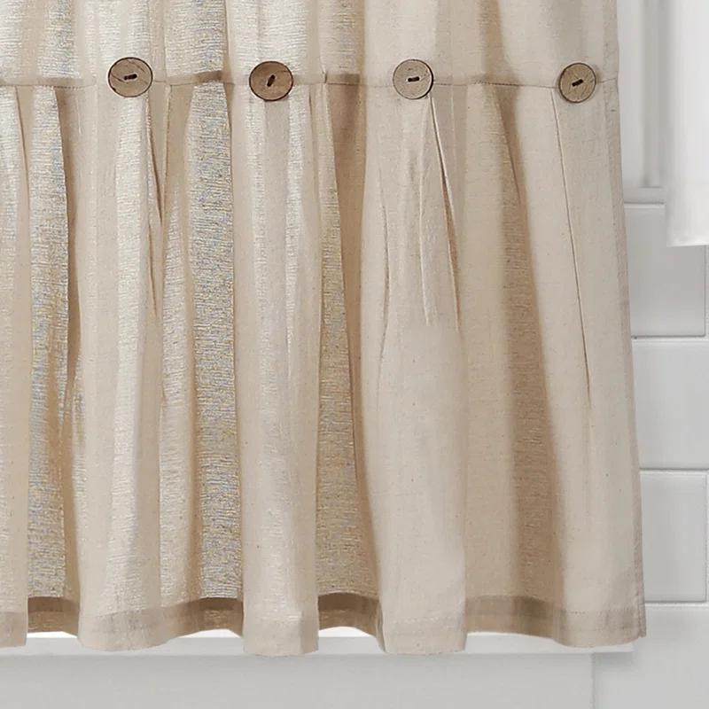 Lush Decor Linen Button Cotton Blend Tailored 29'' W Cafe Curtain (Set of 2)