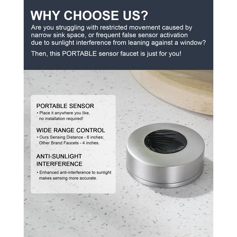 ARCORA Automatic Smart Mobile Motion Sensor Kitchen Sink Faucet with 3 Modes Pull-Down Sprayer AR7100301-MS