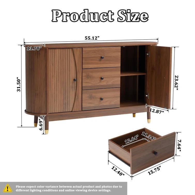 George Oliver Evana 55"Sideboard with 3 Drawer