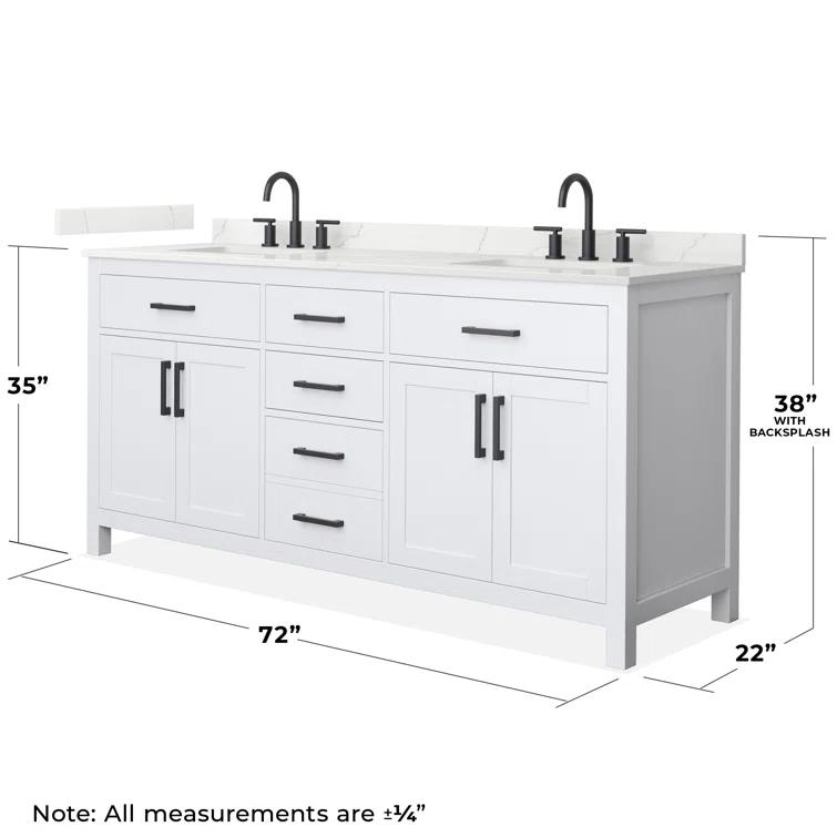Wyndham Collection Beckett 72" Freestanding Double Bathroom Vanity with Quartz Top