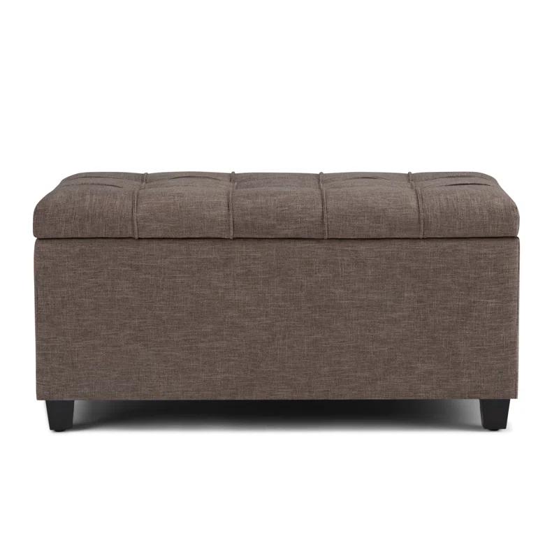 Simpli Home Sienna 33"W Upholstered Storage Ottoman Bench with Lift-Up Tufted Top