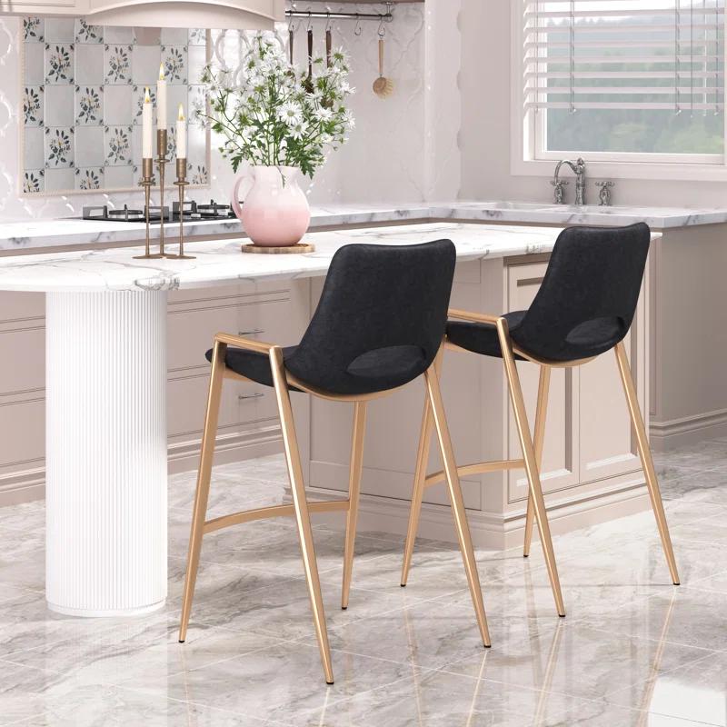 Zuo Hospitality Desi Black Upholstered Counter Stool (Set of 2)