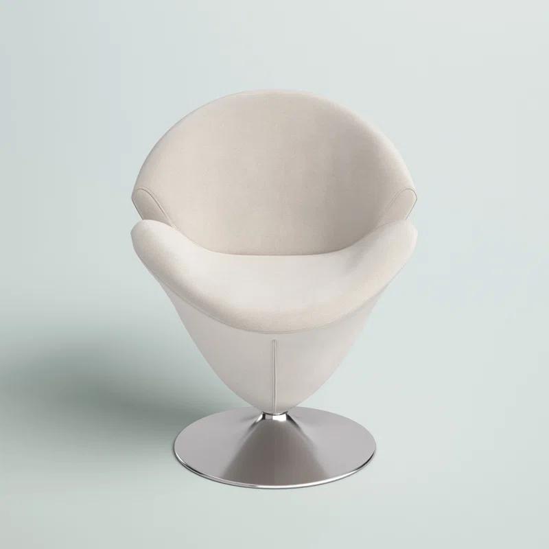 Manhattan Comfort Tulip Velvet Upholstered Swivel Barrel Chair in White