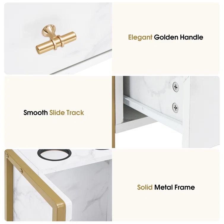 BarberPub Salon Utility Cart with Hair Dryer Holders and 3 Drawers, Lockable Wheels