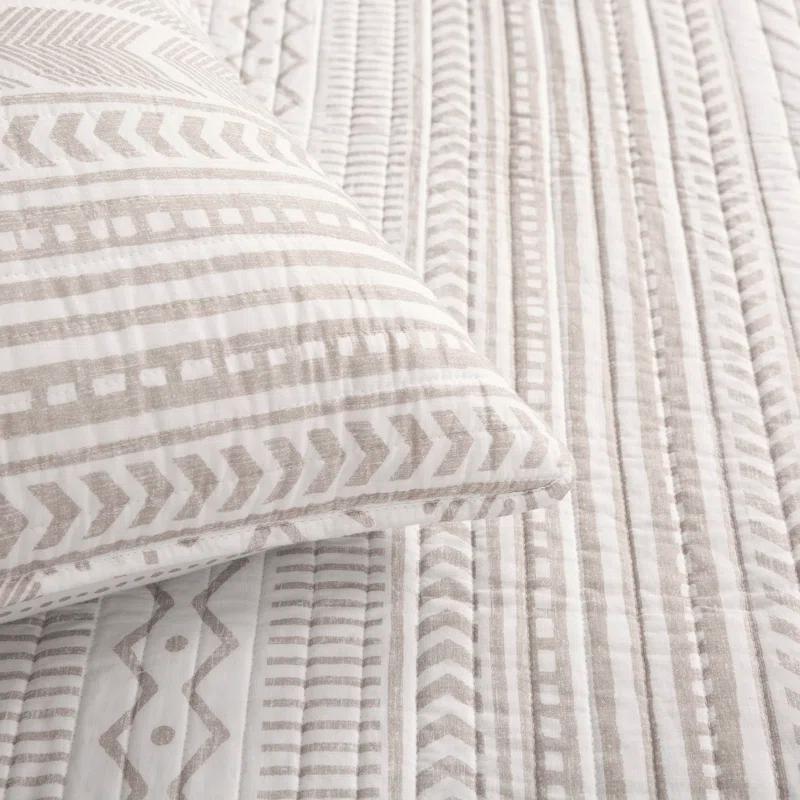 Lush Decor Hygge Geo Reversible Contemporary 3-Piece Quilt Set