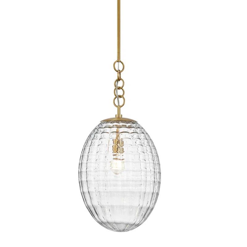 Attleboro Single Light Ribbed Dimmable Pendant