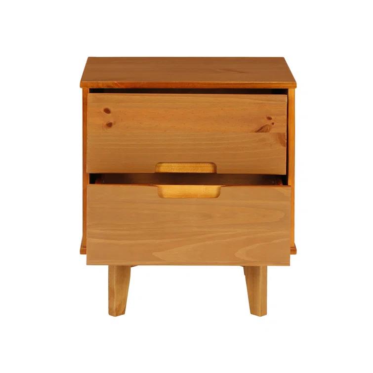 George Oliver Solid Wood Groove 2-Drawer Nightstand