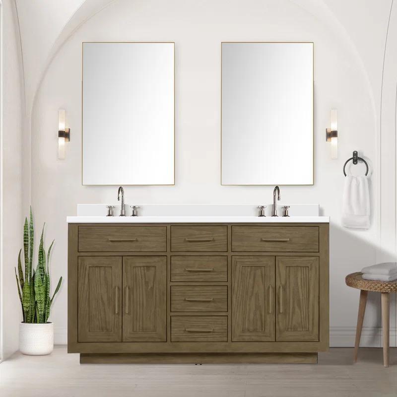 Abbey 60 in W x 22 in D Double Bath Vanity and White Quartz Top