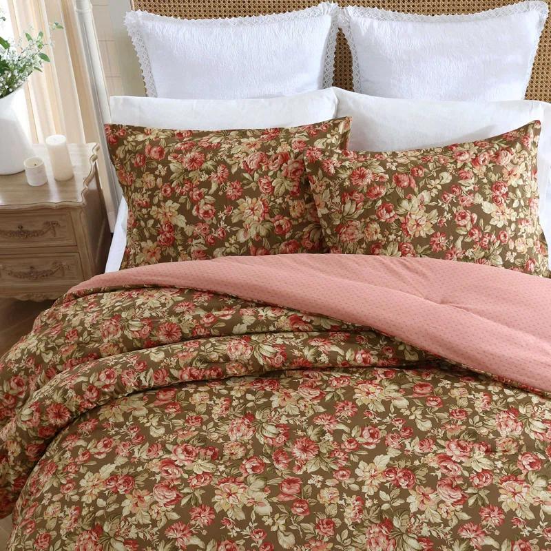 Laura Ashley Laura Ashley Bloomsbury Cotton Reversible Brown Comforter Set