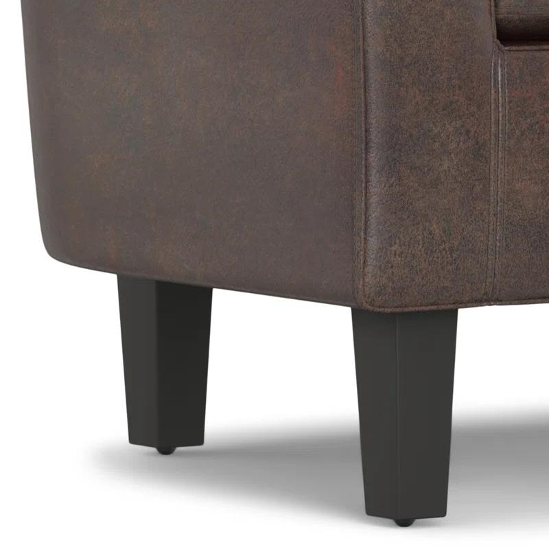 Simpli Home Austin 30"W Upholstered Vegan Faux Leather Contemporary Tub Accent Chair with High Arms and Deep Seat