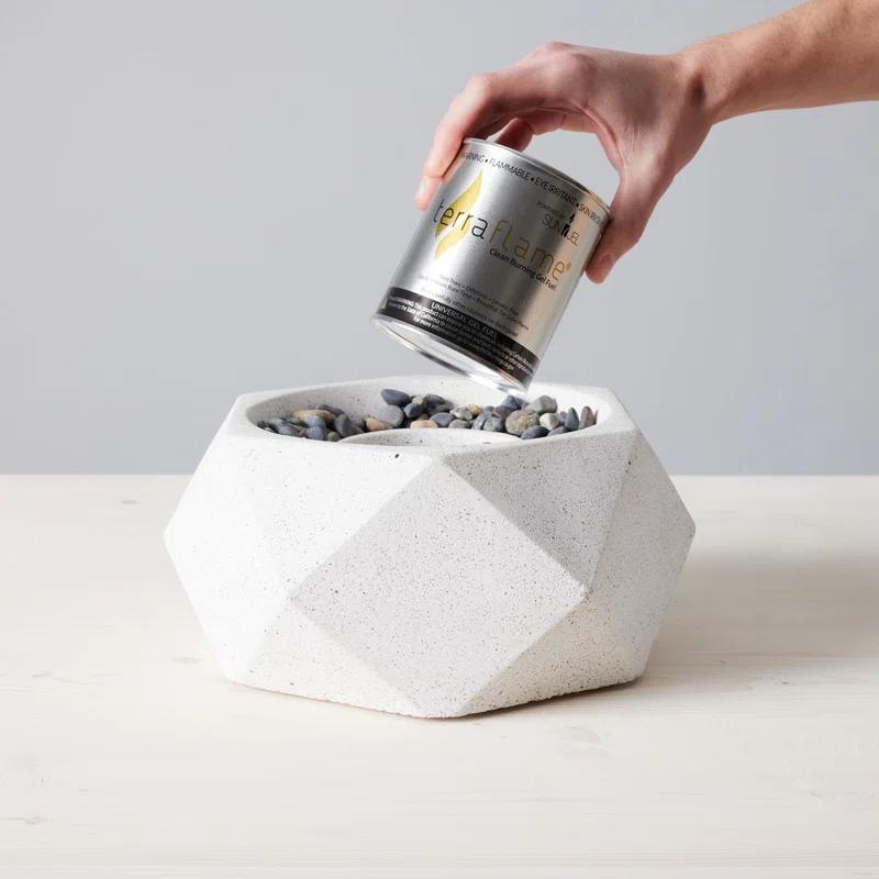 TerraFlame TerraFlame Geo Concrete Table Top Gel Fuel Fire Bowl - Indoor and Outdoor Use