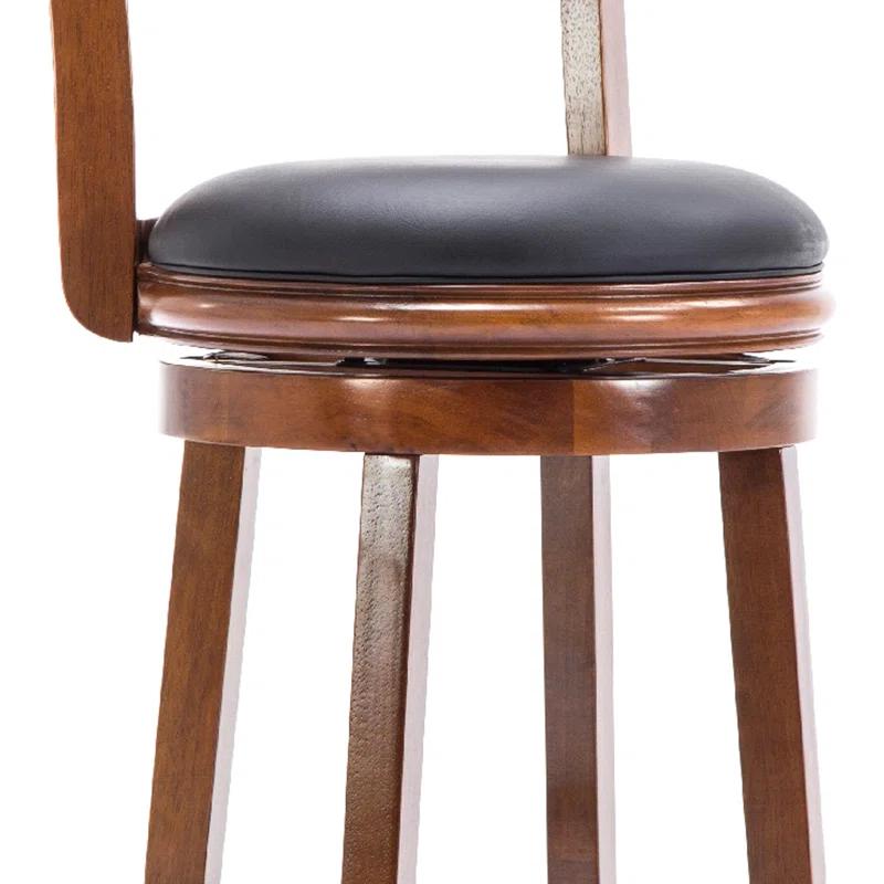 Benjara Swivel Solid Wood Counter Stool