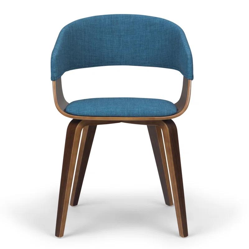 Lowell Bentwood Upholstered Dining Chair with Curved Backrest in Mid-Century Modern Style