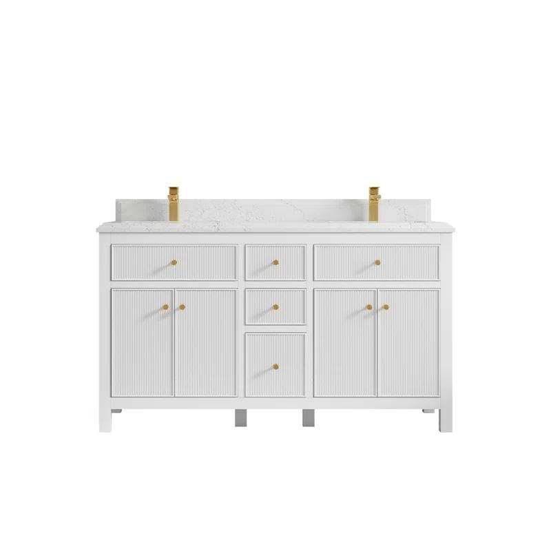 Everly Quinn 60'' Double Bathroom Vanity with Quartz Top