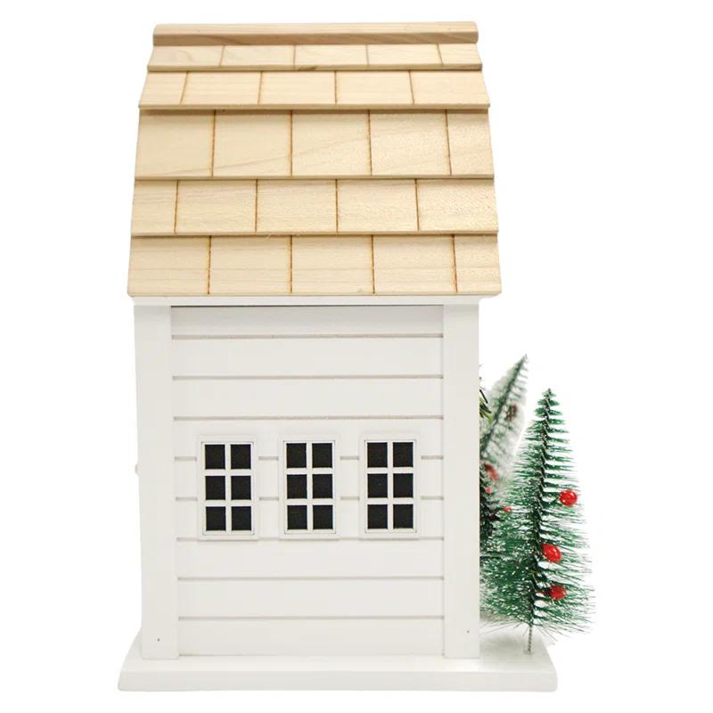 Home Bazaar Holiday Offerings Holly Cottage 9.75 H x 8.25 W x 6.25 D Birdhouse