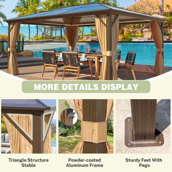 EROMMY 16 Ft. W x 12 Ft. D Aluminum Patio Gazebo