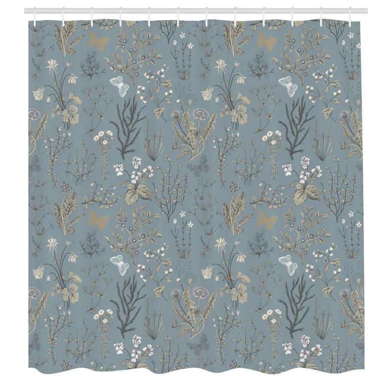 Ambesonne Floral Shower Curtain with Hooks Included