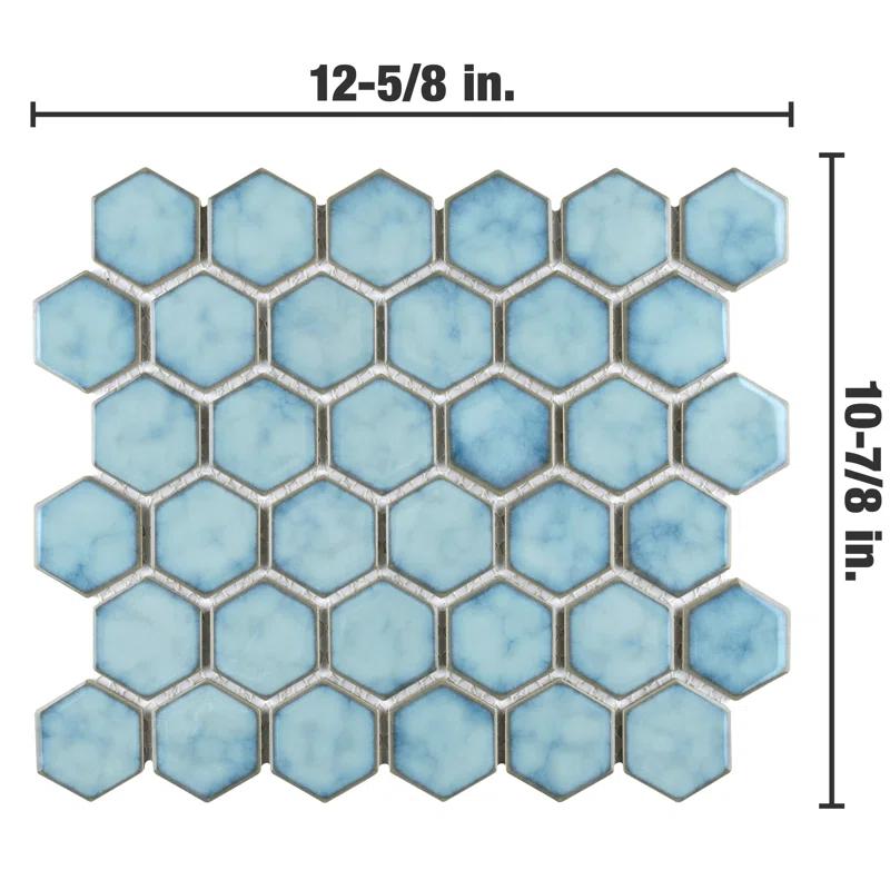 Merola Tile Hudson Due 2" Hex 10-7/8 " x 12-5/8 " Porcelain Mosaic Floor and Wall Tile