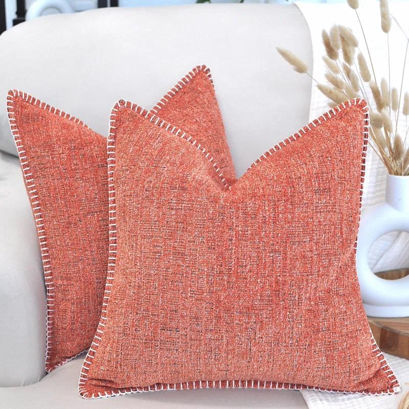 Oveesha Soft Textured Chenille Pillow Covers Set of 2 Cozy Cushion Covers