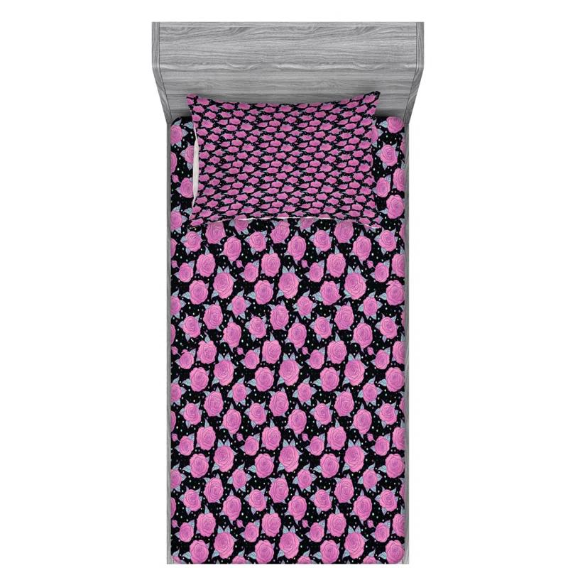 Ambesonne Microfiber Floral Sheet Set