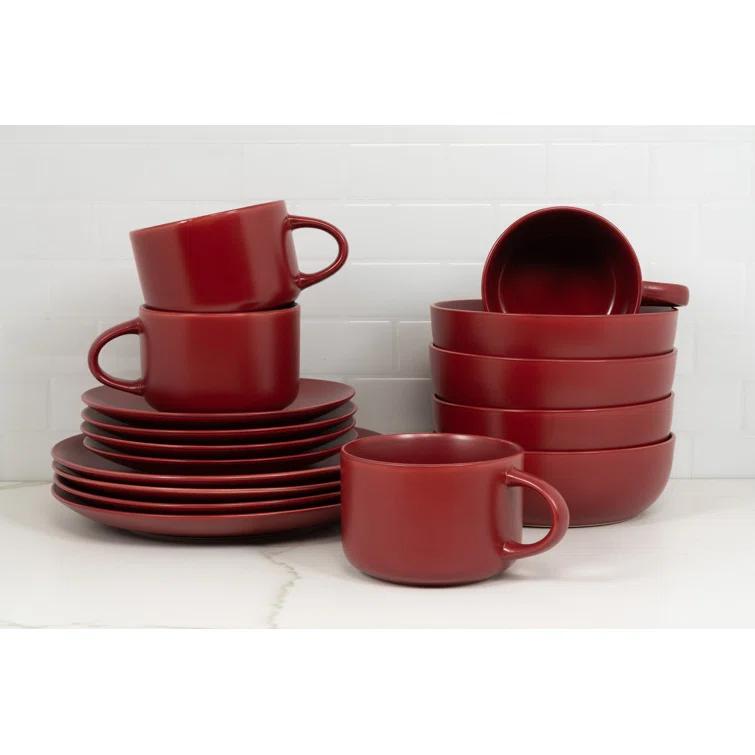 Ten Strawberry Street Wazee Matte 16 Piece Dinnerware Set, Service for 4