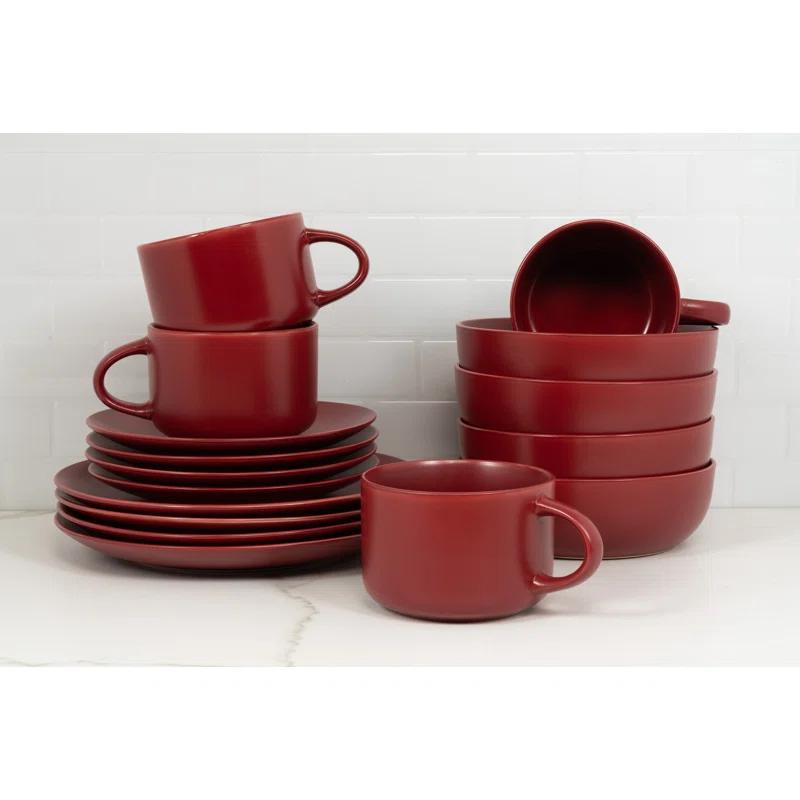 Ten Strawberry Street Wazee Matte 16 Piece Dinnerware Set, Service for 4