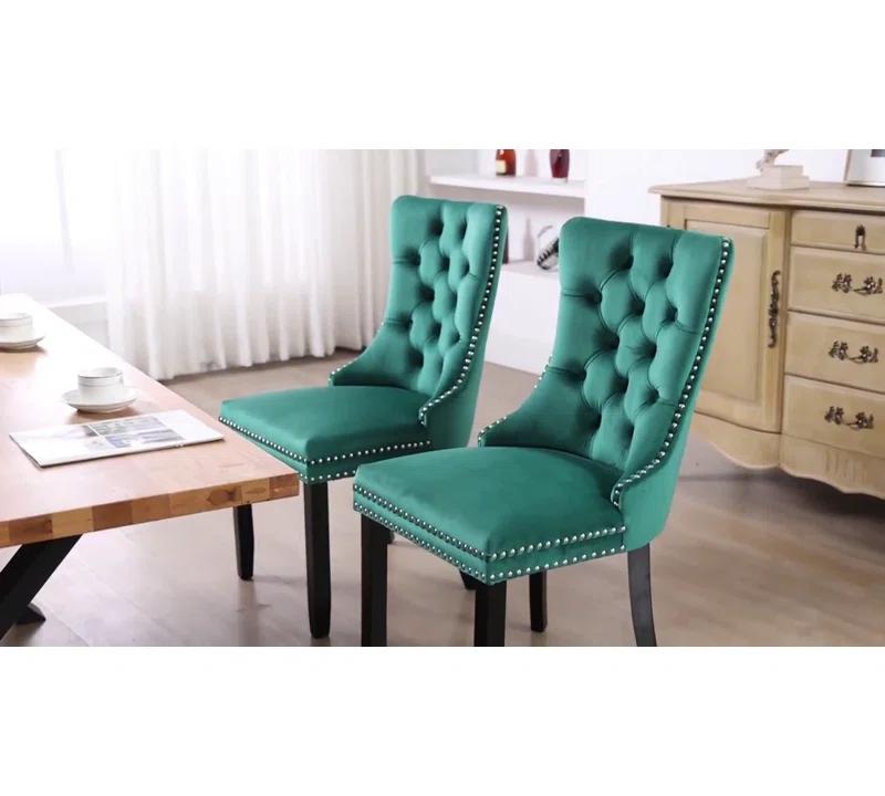 Rosdorf Park High-end Tufted Velvet Upholstered Nailhead Dining Chair