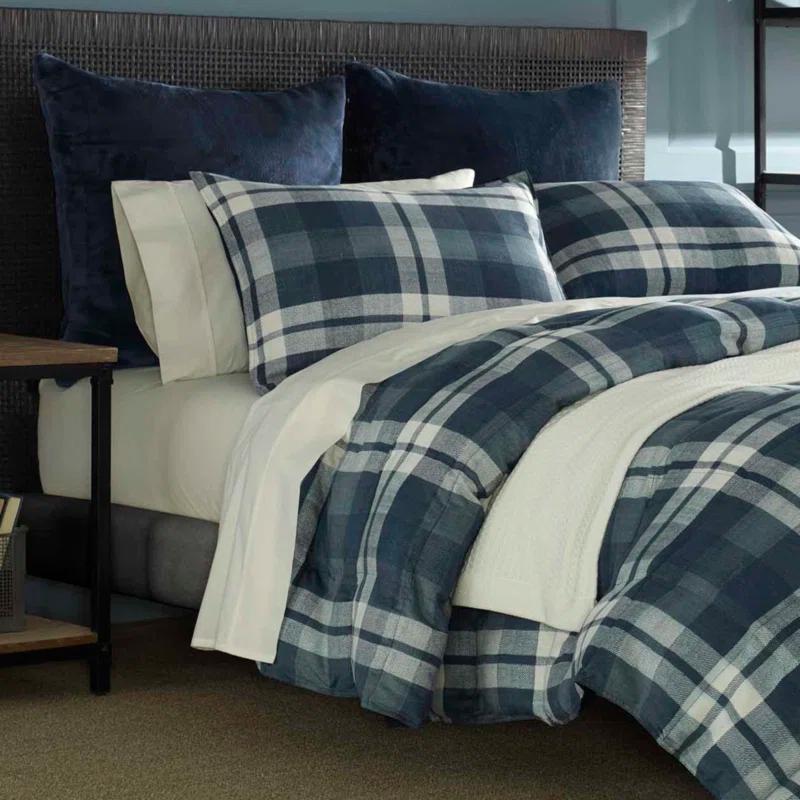 Nautica Crossview Plaid Microsuede Blue Comforter Set
