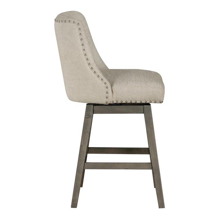 OSP Designs Granville Swivel Upholstered Counter Stool with Solid Wood Frame
