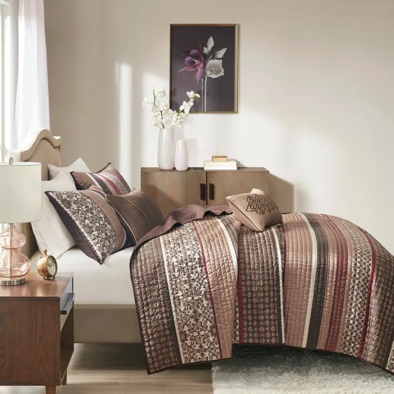 Madison Park Jacquard Quilt Set with Throw Pillows