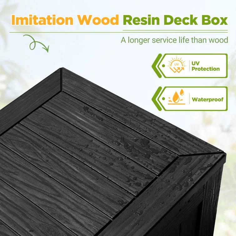 Hokku Designs Waterproof 120 Gallon Large Outdoor Indoor Patio Storage Deck Box , Outside Storage Bin for Cushion Pillows, Towels, Garden Tools