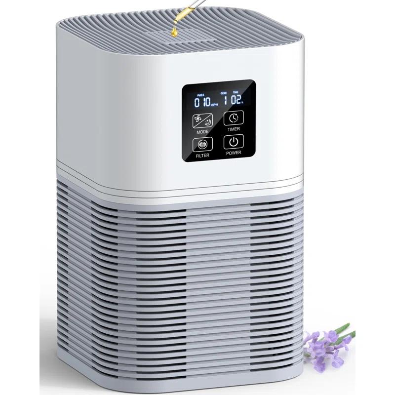 Air Purifiers For Home, HEPA Air Purifiers For Large Room Up To 600 Sq.Ft, H13 True HEPA Air Filter With Fragrance Sponge 6 Timers Quiet Air Cleaner For Pet Dander Wildfire