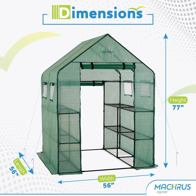OGrow Machrus Ogrow Deluxe Walk-in 2 Tier 8 Shelf Portable Lawn And Garden Greenhouse - Heavy Duty Anchors Included! | Wayfair