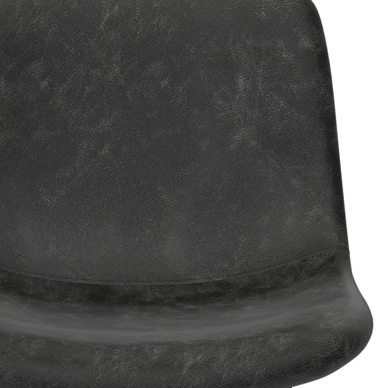 Simpli Home Jolie Upholstered Vegan Faux Leather Contemporary Counter Stool with Padded Bucket Seat and Footrest | Wayfair