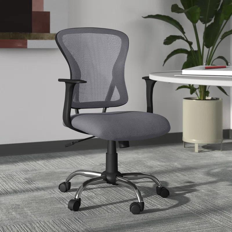 Flash Furniture Mid-Back Mesh Swivel Task Office Chair with Chrome Base and Arms