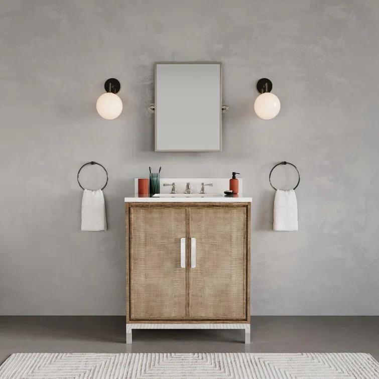 Westin 30" Lustrous Walnut Freestanding Bathroom Vanity with Quartz Top