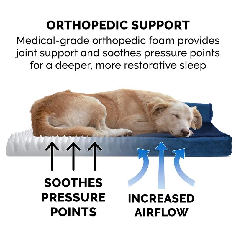 FurHaven Plush & Velvet Deluxe L-Chaise Orthopedic Pet Bed