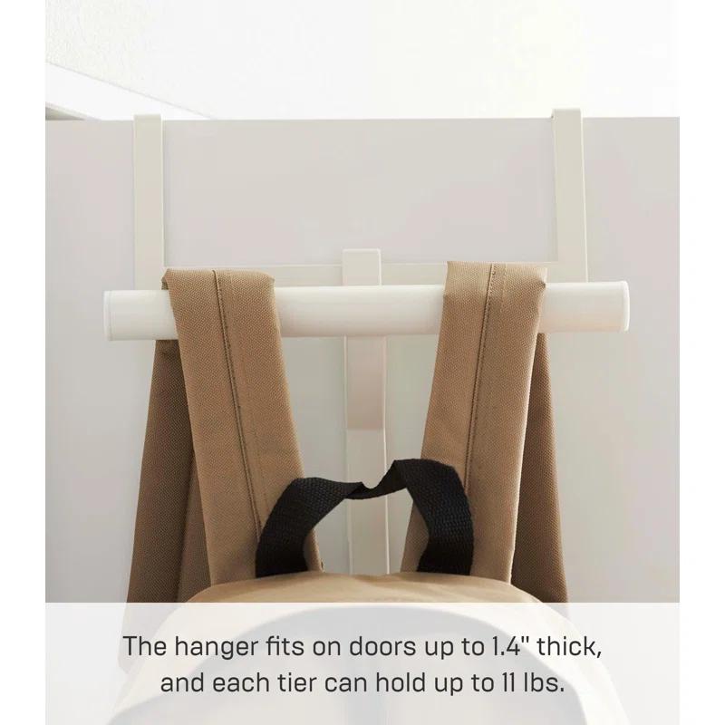 Yamazaki Home Kids' Backpack Over The Door Hanger, Two-Tiered Bookbag Metal Storage Rack