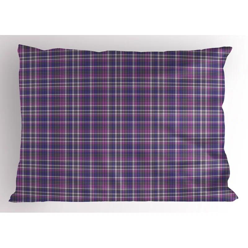 Ambesonne Ambesonne Plaid Pillow Sham 2 Pack Monotone Checkered Inspired 26"x20" Violet Blue Pale Fuchsia
