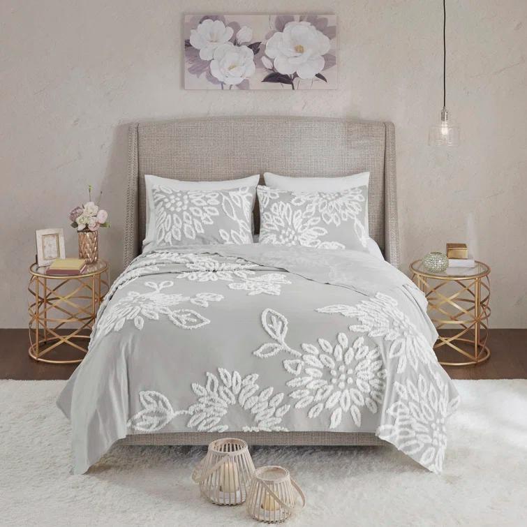 Kelly Clarkson Home Gwyneth 3 Piece Tufted Cotton Chenille Floral Duvet Cover Set